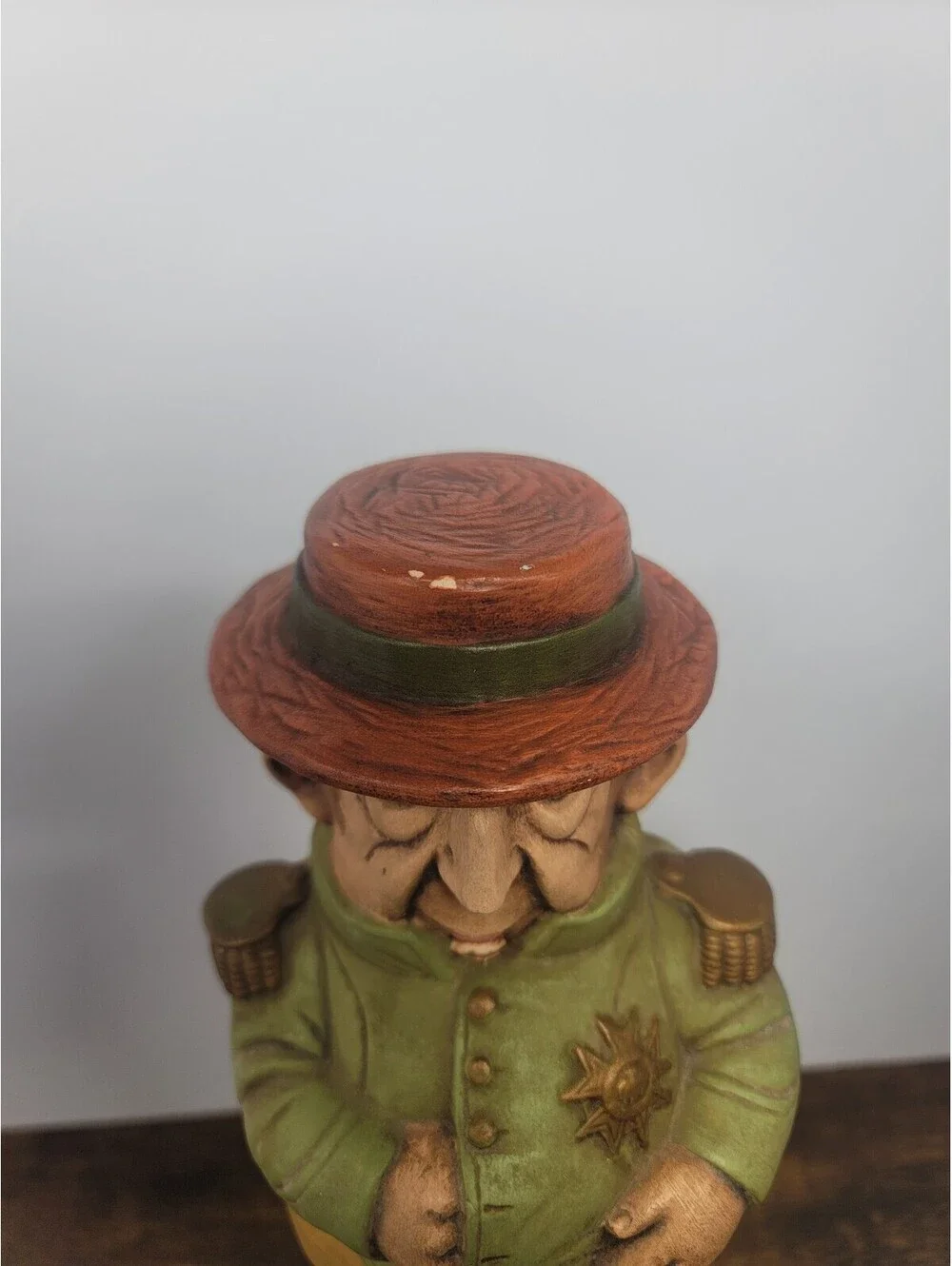 Vintage Brandy Decanter Figurine in Military Uniform